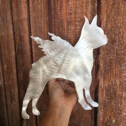 Boston Terrier Angel, Dog Tree Topper, Christmas, Holiday Decoration, Wreath Decor, Lover, Aluminum, Guardian Angel Dog, Pet Memorial - thumbnail 2