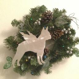 Boston Terrier Angel, Dog Tree Topper, Christmas, Holiday Decoration, Wreath Decor, Lover, Aluminum, Guardian Angel Dog, Pet Memorial - thumbnail 4