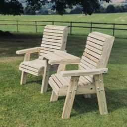 Handmade Redwood Garden Loveseat - Pressure Treated Companion Bench With Table - thumbnail 3