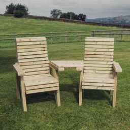 Handmade Redwood Garden Loveseat - Pressure Treated Companion Bench With Table - thumbnail 1