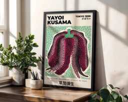Yayoi Kusama Pumpkin Art Print - Modern Japanese Pop Poster - thumbnail 1