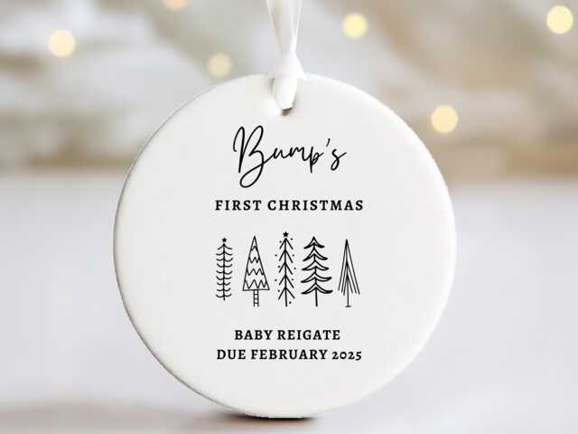 Personalised Bump's First Christmas Tree Decoration - Pregnancy Ornament Bauble Bumps First - image 1