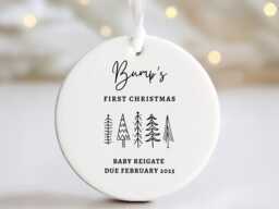 Personalised Bump's First Christmas Tree Decoration - Pregnancy Ornament Bauble Bumps First - thumbnail 1