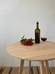 Round Solid Wood White Oak Dining Table, Mid Century Large Room Modern Farmhouse Scandinavian Small Table