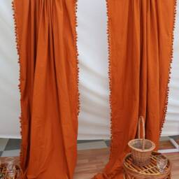 100% Cotton Bronze Tassel Curtain Extra Long Farmhouse Style Curtains - thumbnail 2