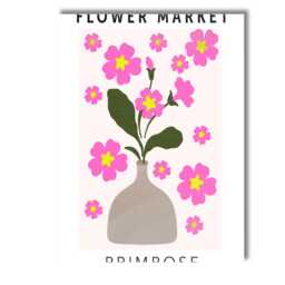 Pink Primrose Vase Arrangement Floral Market Artwork Canvas Wall Art Print Decor Picture Ready To Hang - thumbnail 1