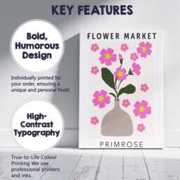 Pink Primrose Vase Arrangement Floral Market Artwork Canvas Wall Art Print Decor Picture Ready To Hang - thumbnail 2