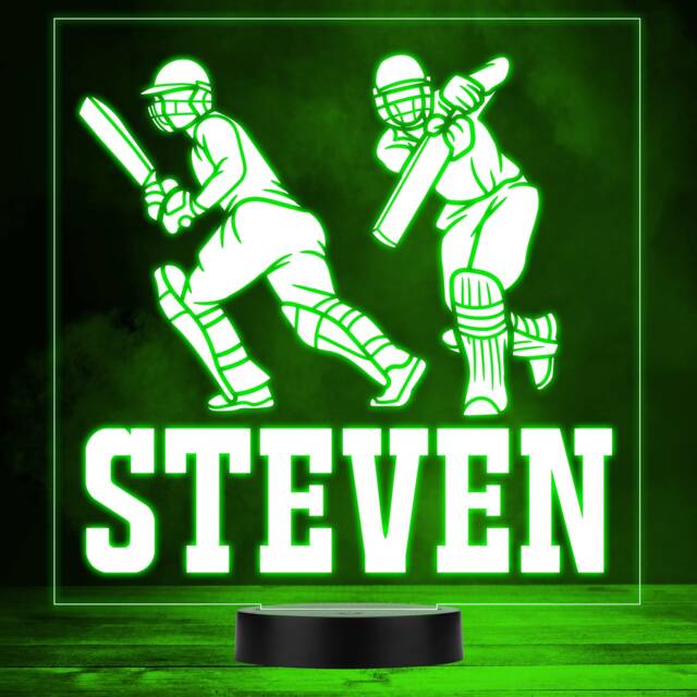 Cricket Batting Players Sports Fan Personalised Gift Colour Changing Night Light - image 1