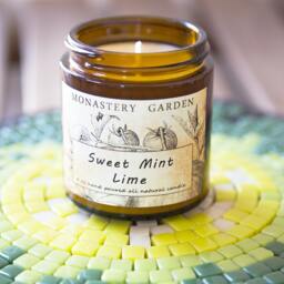 Soy Candle Sweet Mint Lime, Scented Candle, Natural Soy Candles, Vegan, 4 Oz Amber Jar - thumbnail 2