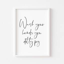 Funny Bathroom Print - Detty Pig Wall Art Wash Your Hands - thumbnail 3