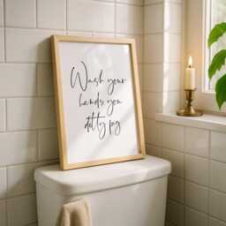 Funny Bathroom Print - Detty Pig Wall Art Wash Your Hands - thumbnail 2
