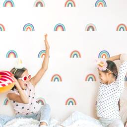 Bright Rainbow Wall Decals For Kids' Bedroom, Nursery, Playroom - PVC-Free, No Odour Repositionable Peel & Stick Fabric Stickers - thumbnail 4