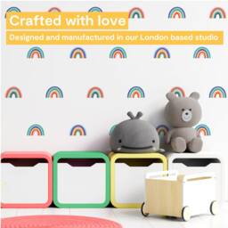 Bright Rainbow Wall Decals For Kids' Bedroom, Nursery, Playroom - PVC-Free, No Odour Repositionable Peel & Stick Fabric Stickers - thumbnail 2