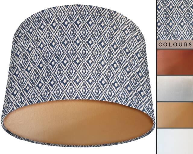 Blue Geometric Lampshade Boho Diamond Print, Table Or Ceiling - image 1
