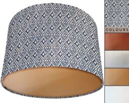 Blue Geometric Lampshade Boho Diamond Print, Table Or Ceiling - thumbnail 1