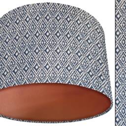 Blue Geometric Lampshade Boho Diamond Print, Table Or Ceiling - thumbnail 2