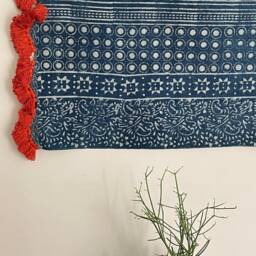 Indigo Cotton Tapestry Hand Block Printed Wall Hanging - 2x3 Ft - thumbnail 4