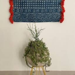 Indigo Cotton Tapestry Hand Block Printed Wall Hanging - 2x3 Ft - thumbnail 2
