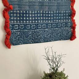 Indigo Cotton Tapestry Hand Block Printed Wall Hanging - 2x3 Ft - thumbnail 3