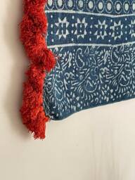 Indigo Cotton Tapestry Hand Block Printed Wall Hanging - 2x3 Ft - thumbnail 1