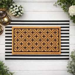 Quatrefoil Porch Rug - Geometric Welcome Sign Vintage Coir Mat - thumbnail 4