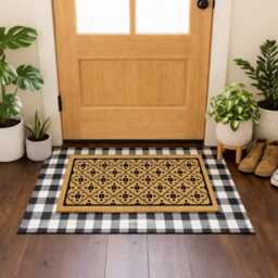 Quatrefoil Porch Rug - Geometric Welcome Sign Vintage Coir Mat - thumbnail 2