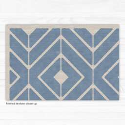 Blue Vinyl Floor Mat. Area Rug Or Kitchen Mat With Graphic Design in Blue & Beige. Doormat, Welcome Mat, Rug, Bath - thumbnail 3