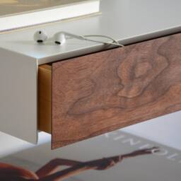 Floating Nightstand With Walnut Drawer & Extra Shelf - thumbnail 2