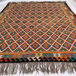 Handmade Afghan Kilim Wool Rug 9.8 X 8.6 Ft, Tribal Geometric Decor - thumbnail 2