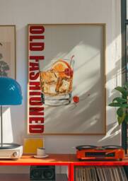 Old Fashioned Cocktail Art Print, Retro Wall Art, Bar Cart Decor, Home Accessories, Trendy Alcohol Print , Sophisticated Aesthetic Decor - thumbnail 1