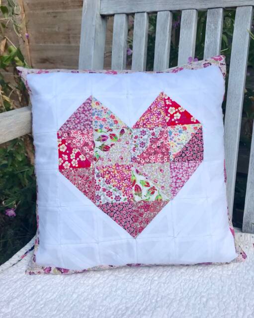 Liberty Fabric English Paper Pieced Heart Cushion - image 1