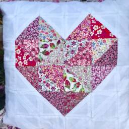 Liberty Fabric English Paper Pieced Heart Cushion - thumbnail 2