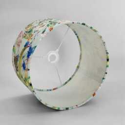 Plants & Floral Lampshade. Luxurious Velvet Material. Light Blue - thumbnail 3
