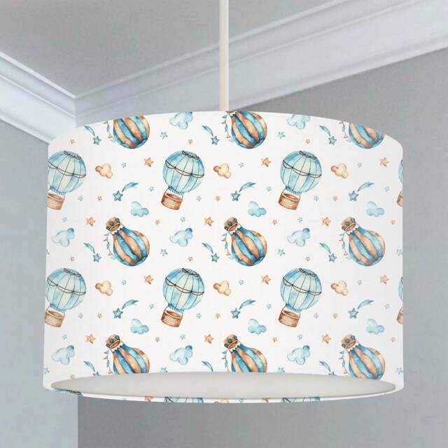 Hot Air Balloon Lampshade, Blue Brown, Nursery Lamp Shade - image 1
