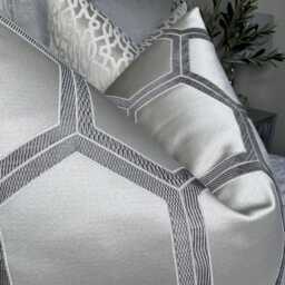 Elegant Silver Textured Scatter Cushion Cover - Luxury Designer Fabric For Sofa - Bed Decor Zardozi Birch Designers Guild - thumbnail 3