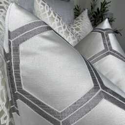 Elegant Silver Textured Scatter Cushion Cover - Luxury Designer Fabric For Sofa - Bed Decor Zardozi Birch Designers Guild - thumbnail 2