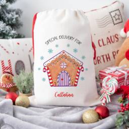 Personalised Gingerbread Stocking, Christmas Santa Sack, Family Stockings, Christmas Eve Bag, Gift, Custom Sack - thumbnail 3