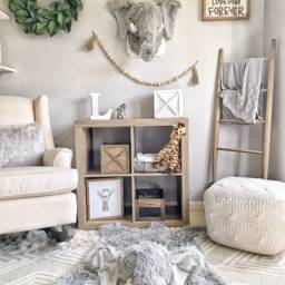 Small Elephant Rug in Faux Fur For Safari Nursery Decor - thumbnail 2