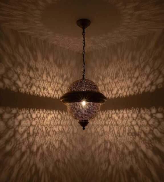 Moroccan Brass Pendant Light, Hanging Ceiling Lamp, Home Decor Lighting - image 1