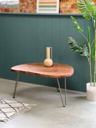 Dee // Oval Bean Pill Shape Coffee Table With Hairpin Legs - thumbnail 1