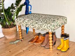Upholstered Bench Seat in William Morris Tapestry Fabric, Footstool Cloakroom, Boot Room, Shoe Storage - thumbnail 1