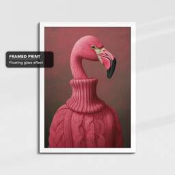 Flamingo Head Pink Jumper Fleece Animal Framed Poster Print & Canvas Wall Decor Art Bedroom Home Interior Funny Lover Gift - thumbnail 3
