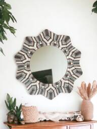 Large Macrame Mirror, Green Nursery Decor, Wall Art, Housewarming Gift, Boho Hanging, Kids Room