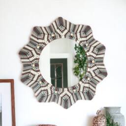 Large Macrame Mirror, Green Nursery Decor, Wall Art, Housewarming Gift, Boho Hanging, Kids Room - thumbnail 2