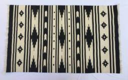 3x5 Cotton Black & White Rug - Stripes With Design- Hand Woven Rug - thumbnail 1