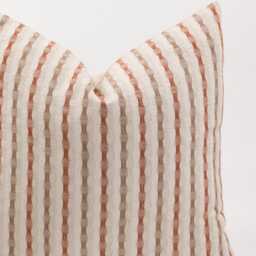 Striped Cotton Throw Pillow Cover, Oatmeal Beige, Farmhouse Style - thumbnail 2