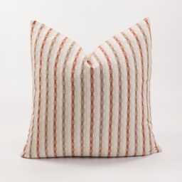 Striped Cotton Throw Pillow Cover, Oatmeal Beige, Farmhouse Style - thumbnail 1