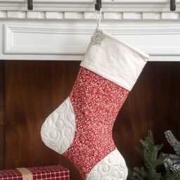 Quilted Christmas Stocking, Scandinavian Style With Personalized Embroidered Cuff - thumbnail 4