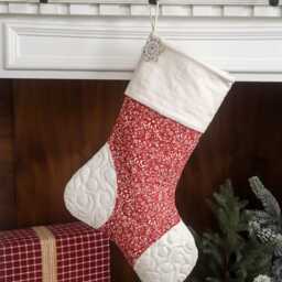 Quilted Christmas Stocking, Scandinavian Style With Personalized Embroidered Cuff - thumbnail 3