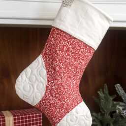 Quilted Christmas Stocking, Scandinavian Style With Personalized Embroidered Cuff - thumbnail 2